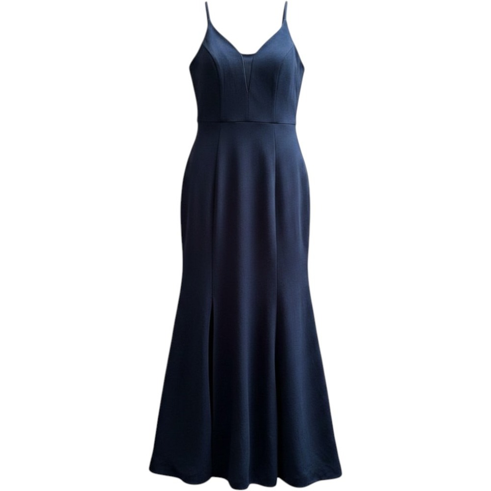 Dress the Population Midnight Blue Maxi Dress w/ Side Slit Sz XL